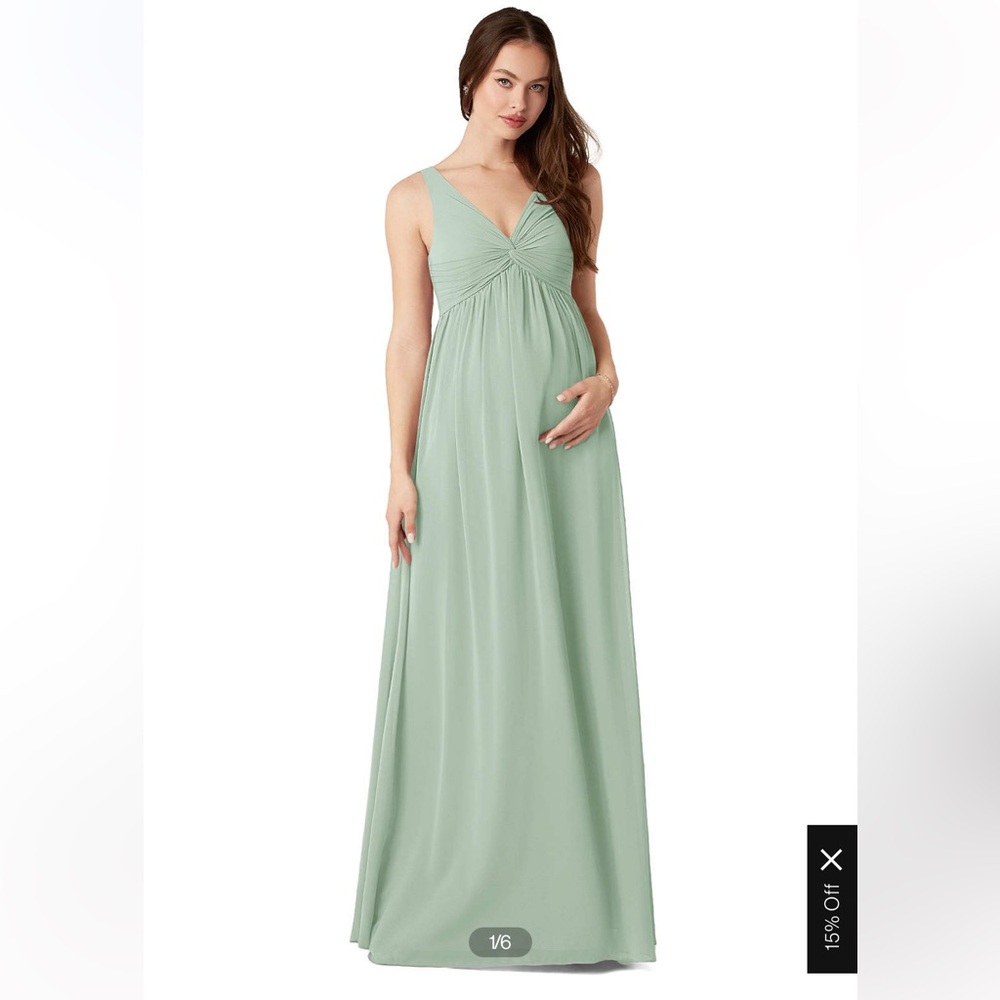 Azazie Yetta Matternity Dress Chiffron- Color Agave- Size A10